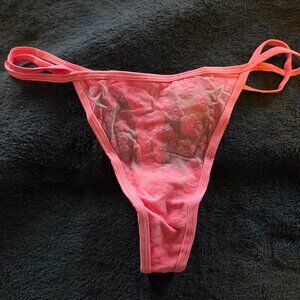 Victoria's Secret Pink! pink mesh double strap V-string panties size XL